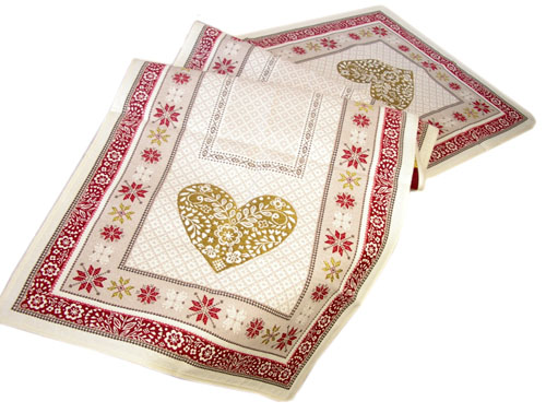 Montagne Jacquard Table runner (Montagne Folk. grey-red) - Click Image to Close